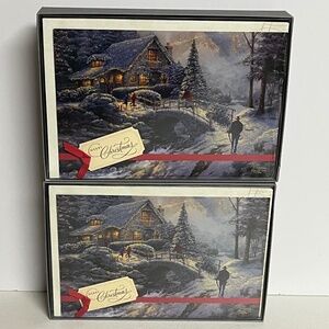 2 Thomas Kinkade Hallmark Painter Of Light Christmas Card Boxes 24 Total Cards